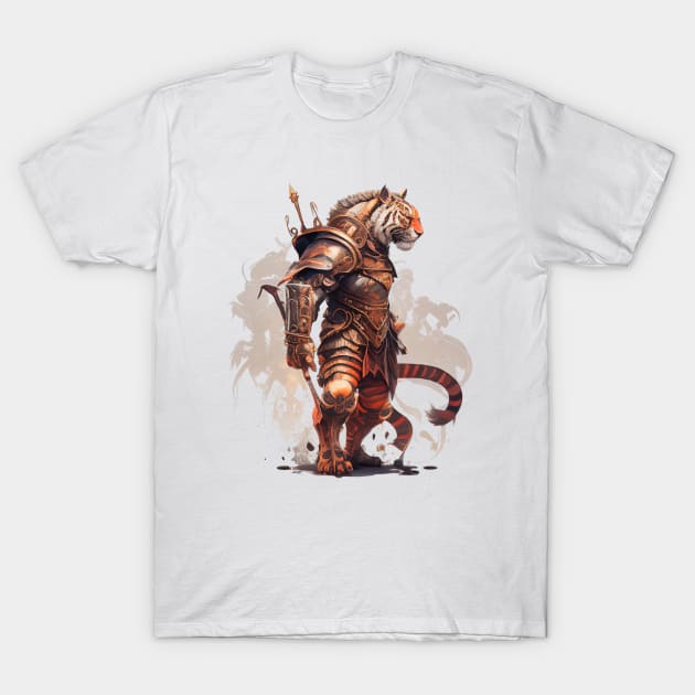 Golden Tiger Warrior in armor T-Shirt by Cotetti